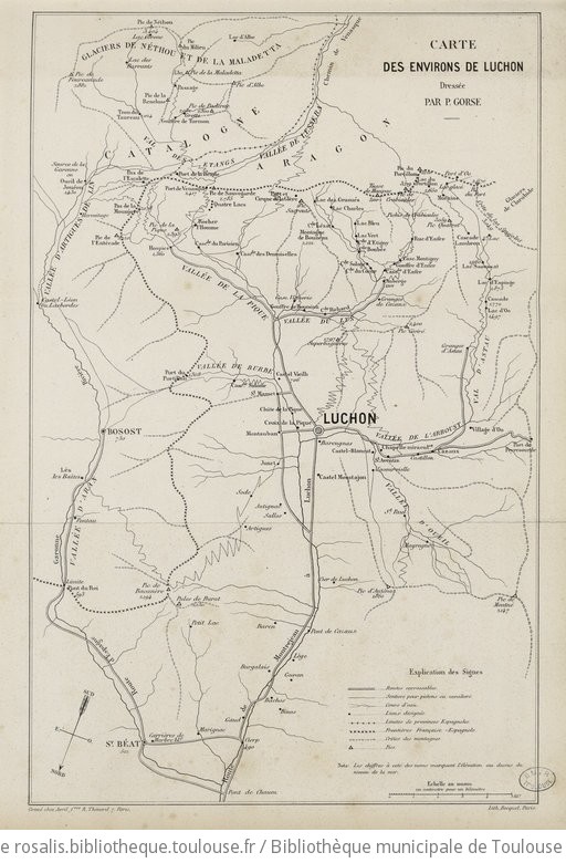 Carte des environs de Luchon dressée par P. Gorse | Documents du site  Rosalis