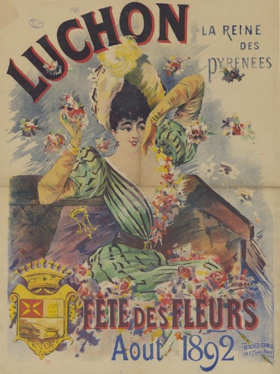 H. Gray, Luchon, la reine des Pyrénées. Fête des fleurs, affiche, Paris, 1892