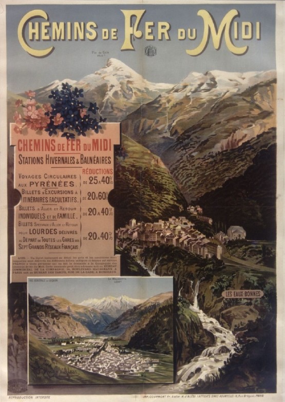 F. Hugo d’Alési, Stations hivernales et balnéaires [...] Les Eaux-Bonnes, affiche, Paris, 1896