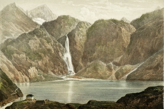 Charles Mercereau, Lac et Cascade d'Oo [i.e. Oô] près Luchon, 1873, Rosalis 