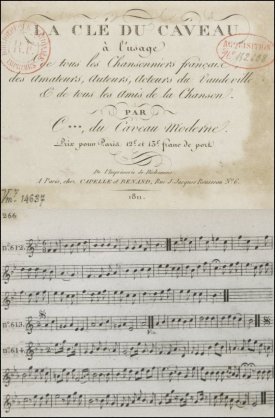 La Clé du caveau, partition musicale