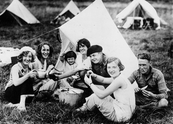 Vacances : camping en Ecosse, photographie de presse de 1932