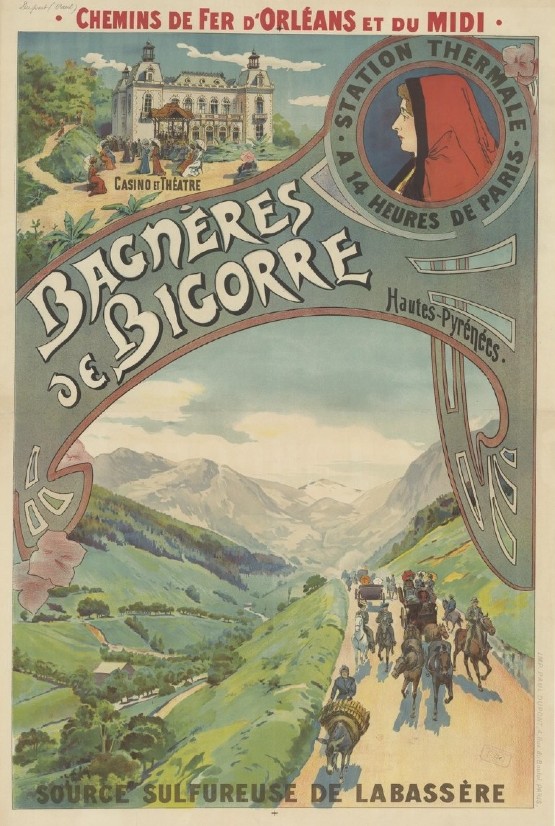 Les chemins de fer d'Orléans et du Midi... Bagnères de Bigorre, affiche, Paris, 1902