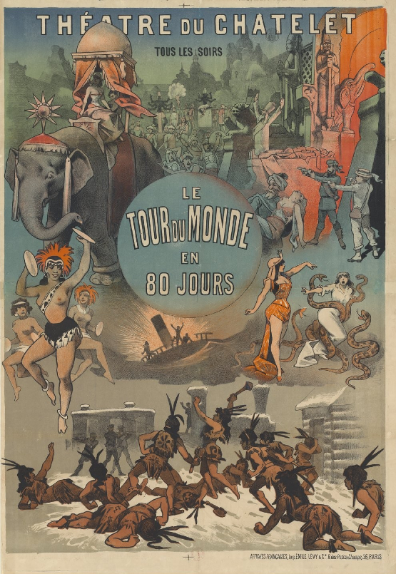 Le tour du monde en 80 jours par Jules Verne, affiche 1886