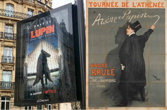 Affiche série Lupin 2021 ; Affiche Arsène Lupin 1909