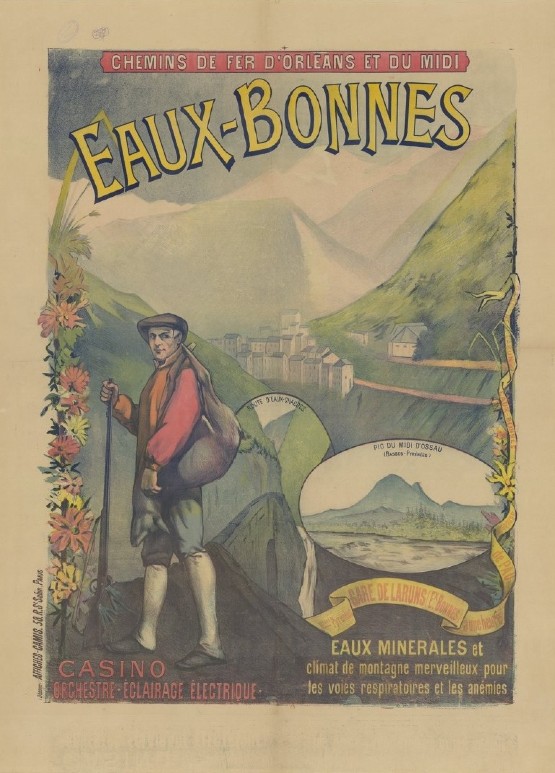 Chemins de Fer d'Orléans et du Midi. Eaux-Bonnes, affiche, Paris, 1892