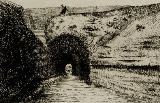Entrée du tunnel du canal du Midi : percée du Malpas