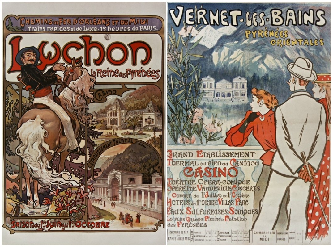 Affiches anciennes Pyrénées : Vernet-les-Bains (1886), Luchon (1895)